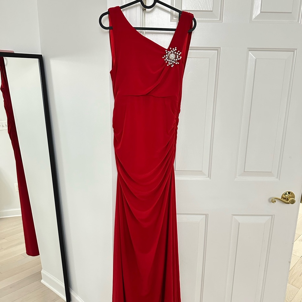 Elegant One Shoulder Red Evening Dress